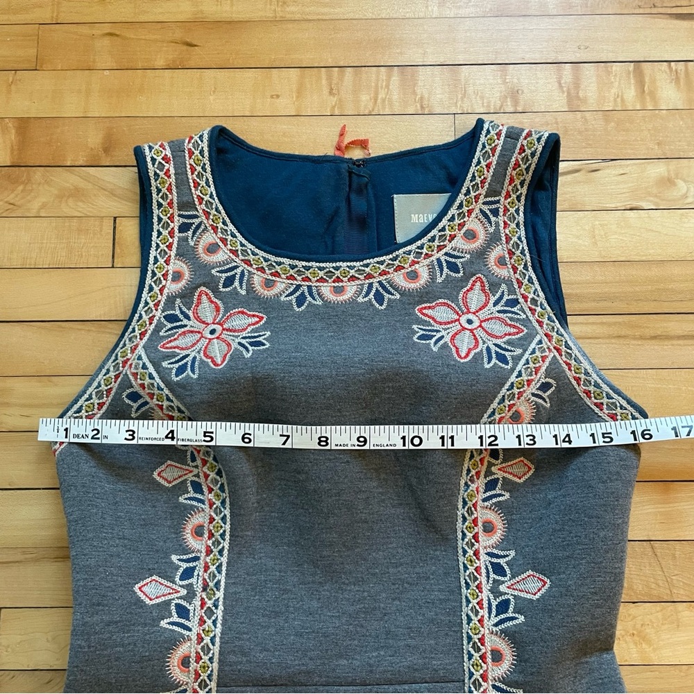 Maeve Gray Embroidered Sleeveless Mini Dress with Pink & Blue Accents - Picture 10 of 10